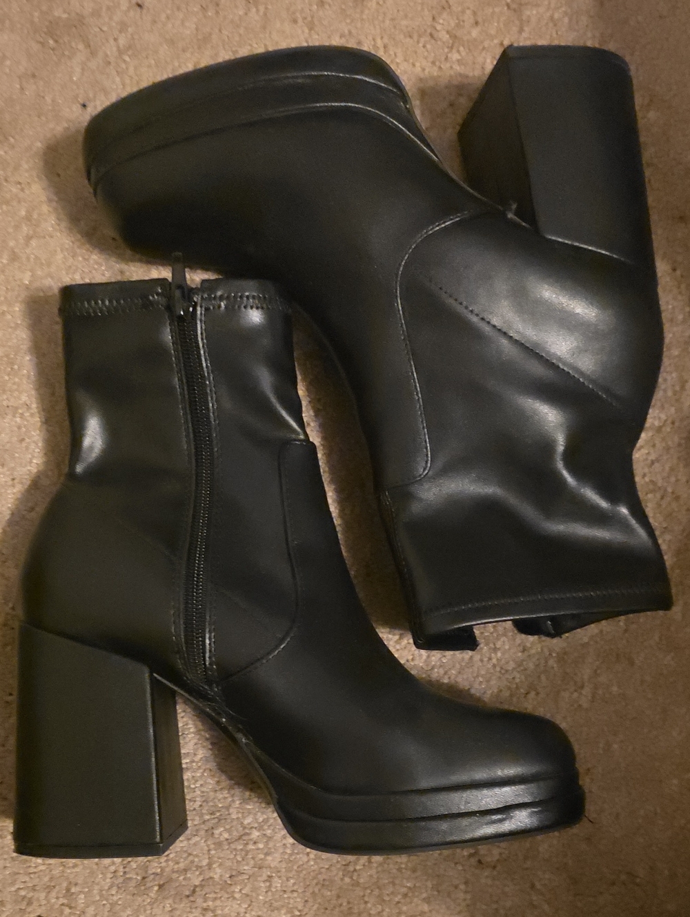 Madden Girl Black Platform Block Heel Ankle Boots Size 9